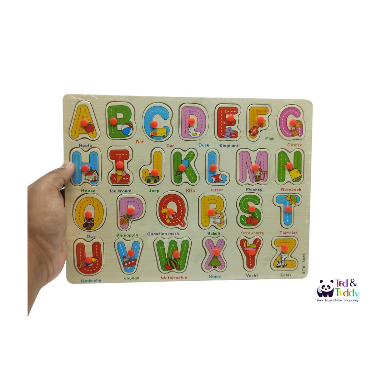 Picture of English, ABCD Wooden Alphabet Puzzle Board For 1-3 Years Old Girls and Boys For Learning