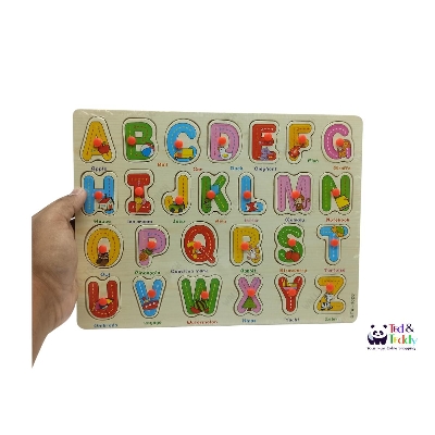 Picture of English, ABCD Wooden Alphabet Puzzle Board For 1-3 Years Old Girls and Boys For Learning