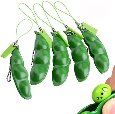 Picture of 1 Pieces Fidget Bean Toy Funny Facial Expression Bean Fidget Toy Soybean Extrusion Bean  Soyabean Keychain Keyring for Boys  Girls Adults Release Stress and Anxiety