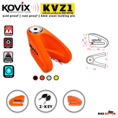 Buy   KOVIX KVZ1 Acidproof Drill & Saw Resistant 6mm Motorcycle Disc Lock-Multicolor (2 Key)  best Price In Bangladesh