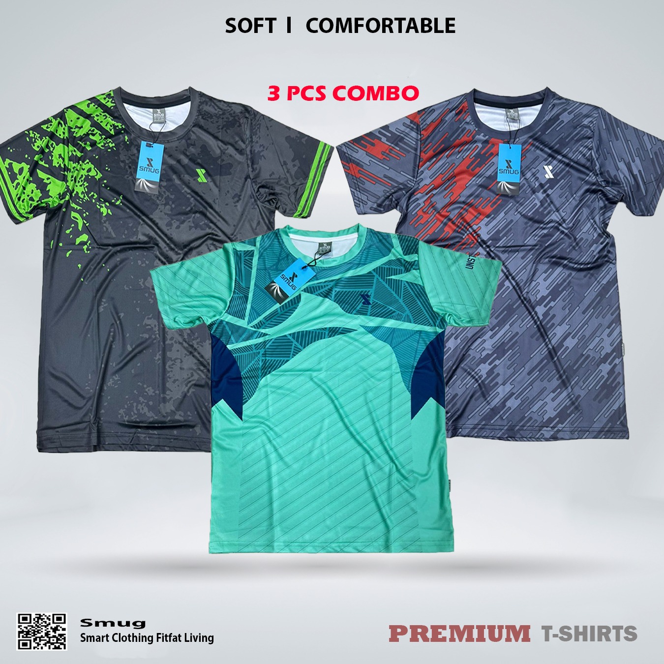  Buy SMUG Premium Combo Offer T-shirt – Grey , Black and Pest at  Best in Bangladesh