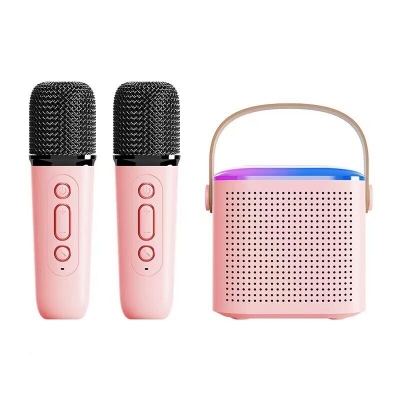 Picture of K12 Dual Microphone Karaoke Bluetooth Speaker RGB Light Two 5W Speakers Sound Subwoofer Boombox Support Multiple Input Modes