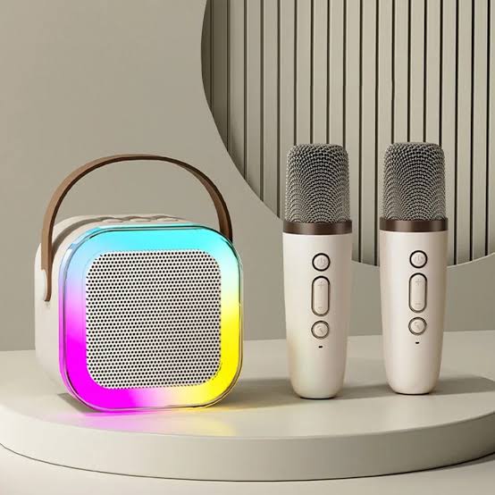 Picture of K12 Dual Microphone Karaoke Bluetooth Speaker RGB Light Two 5W Speakers Sound Subwoofer Boombox Support Multiple Input Modes