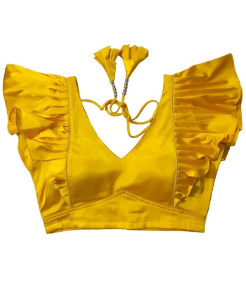 Picture of Yellow Color Silk Blouse For Girls