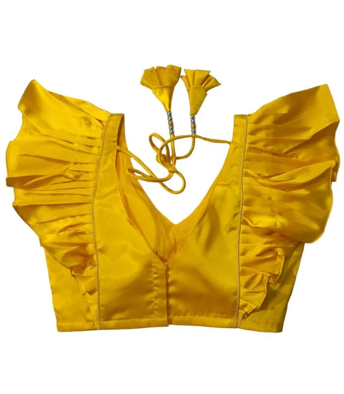 Picture of Yellow Color Silk Blouse For Girls