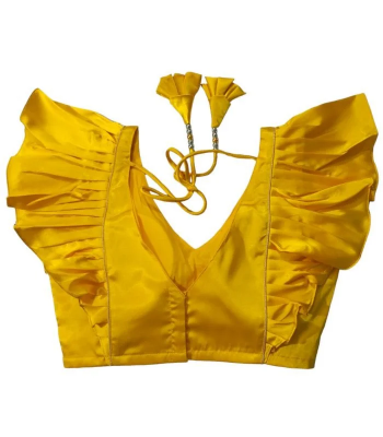 Picture of Yellow Color Silk Blouse For Girls