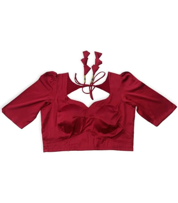 Picture of Maroon Color Semi Backless Blouse For Women
