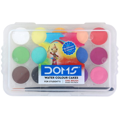 Buy Doms Non-Toxic 15mm Water Colour Cake Set With Paint Brush And Plastic Case at Best Prices in Bangladesh