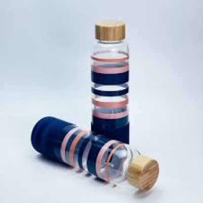 Picture of Multicolored Stripes Borosilicate Glass Water bottle 600ml