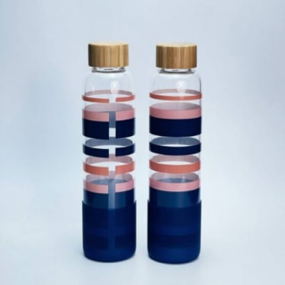 Picture of Multicolored Stripes Borosilicate Glass Water bottle 600ml