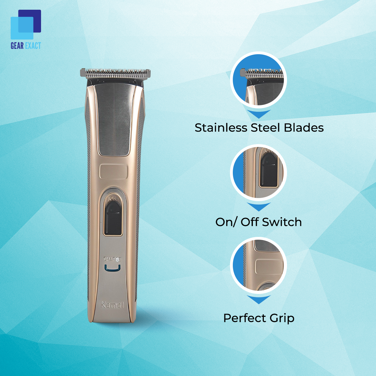 Picture of Kemei KM-5017 Professional Cordless Hair Beard Trimmer Shaver Clipper for Men