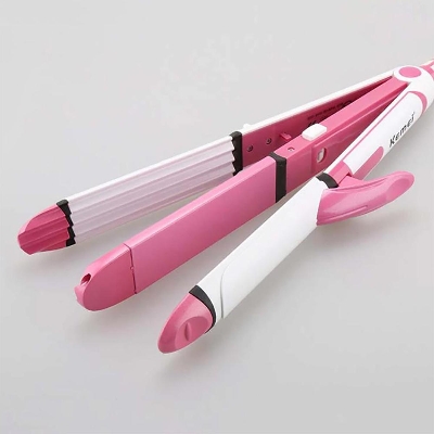 Picture of Kemei KM 1291 Ceramic Professional 3 in 1 Electric Hair Straightener Curler Styler and Crimper