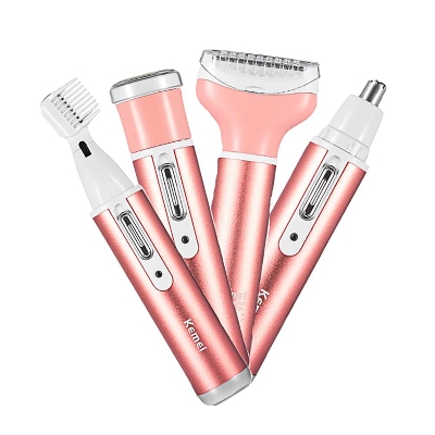 Picture of Kemei KM-6637 - Multi-functional 4 in 1 Rechargeable Body Shaver Beard Eyebrow Nose Trimmer for Women