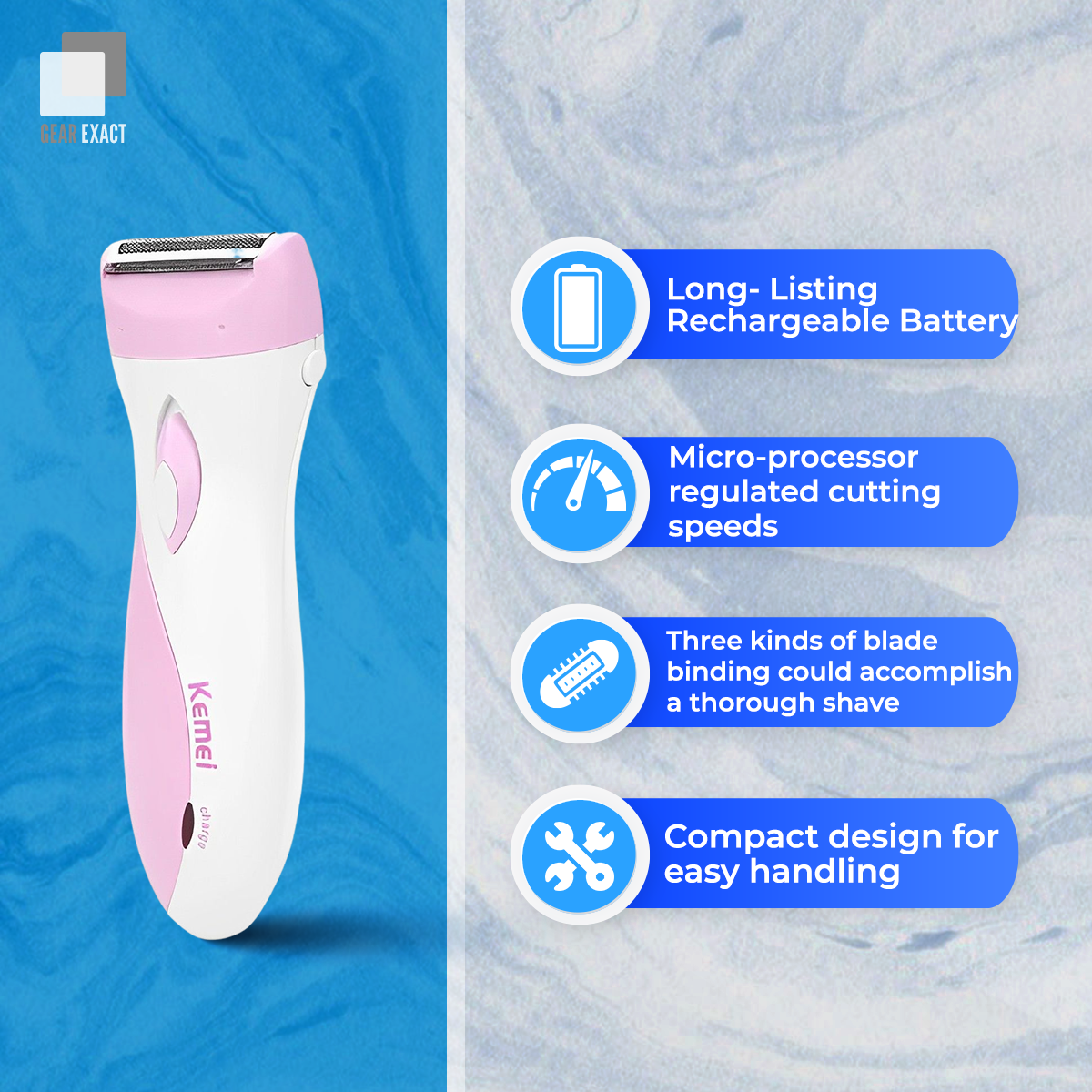Picture of Kemei - Kemei Waterproof Electric Lady Shaver Hair Women