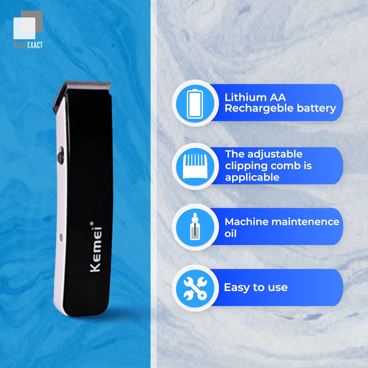 Picture of Kemei KM-3580 Multi-functional Titanium 4 in 1 Professional Hair Beard Clipper Trimmer for Men