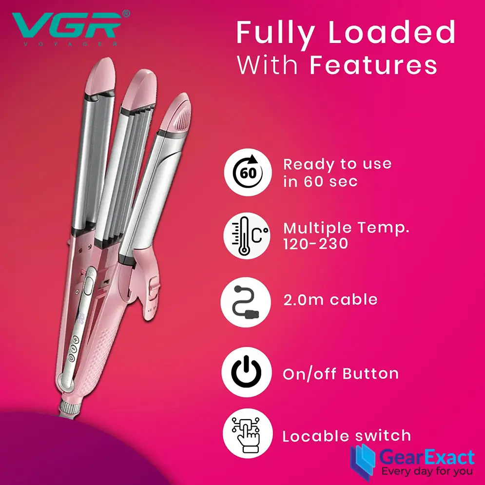 Picture of VGR V-563 Multi-Styler 4-in-1 Straightener, Curler, Crimper & Waver Salon Series for Women