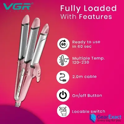 Picture of VGR V-563 Multi-Styler 4-in-1 Straightener, Curler, Crimper & Waver Salon Series for Women