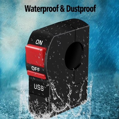 Picture of Universal Motorcycle Handlebar Start Flameout Switch ON OFF Button With USB Charger 4 Wire Connectors