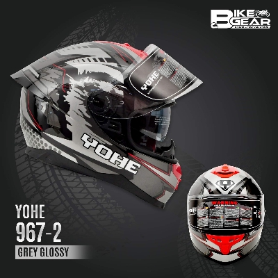 Picture of Yohe 967-2 Full Face Glossy Helmet - Gray with sun visor