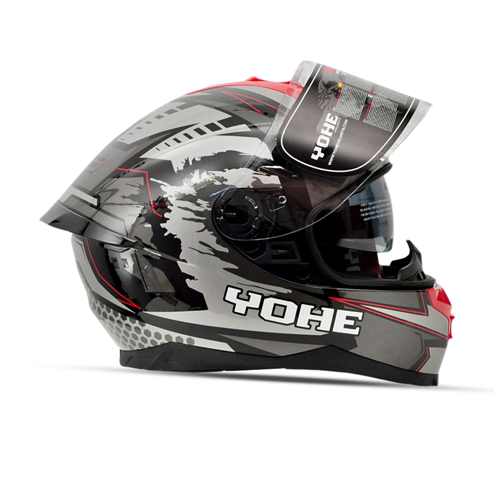 Picture of Yohe 967-2 Full Face Glossy Helmet - Gray with sun visor