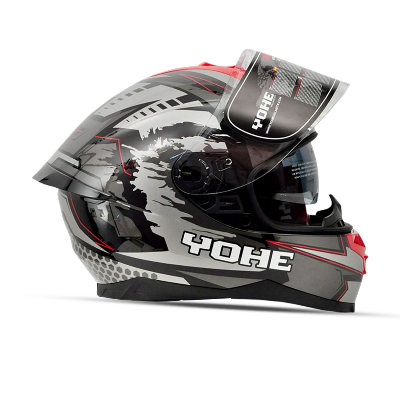 Picture of Yohe 967-2 Full Face Glossy Helmet - Gray with sun visor