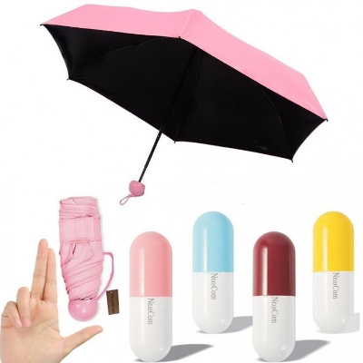 Picture of 7 inch Mini Folding Capsule Umbrella With Cute Capsule Case -Multi Color