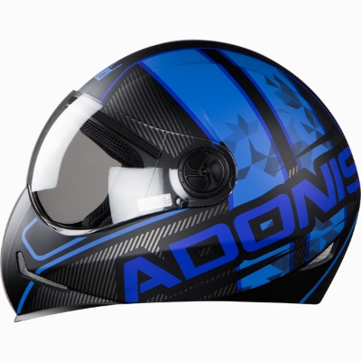 Picture of Adonis Majestic Full Face Helmet (Matt Black With Blue) - Helmet