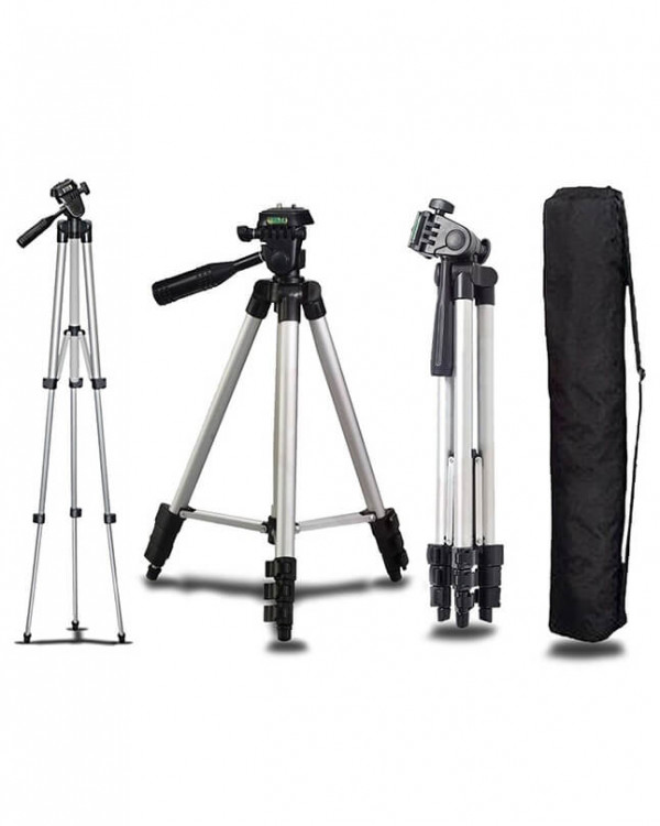 Picture of TRIPOD 330A Professional Aluminum Camera TRIPED-SIVERS WITH MOBILE HOLDER and 360 Degree Swivel Fluid Head