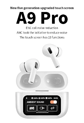 Picture of Airpods A9 Pro Touch Screen Display with ANC ENC TWS Earbuds - White