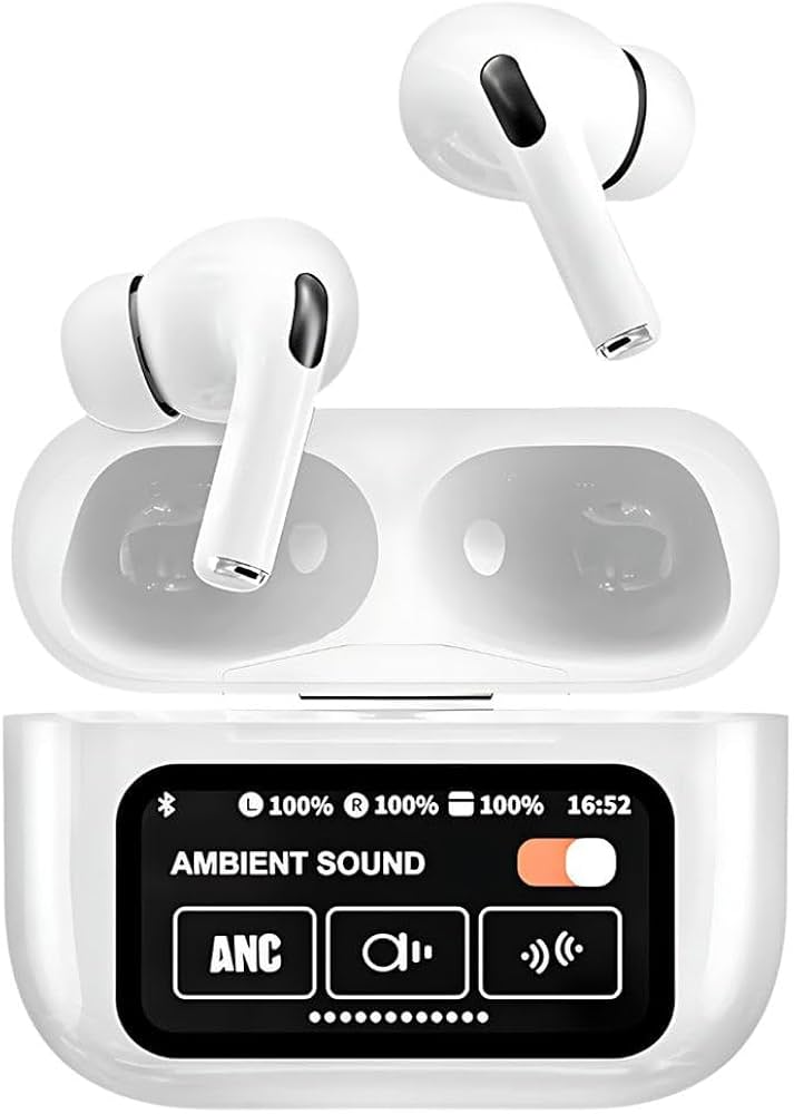 Picture of Airpods A9 Pro Touch Screen Display with ANC ENC TWS Earbuds - White