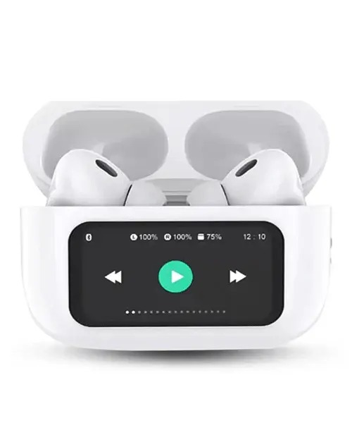 Picture of Airpods A9 Pro Touch Screen Display with ANC ENC TWS Earbuds - White