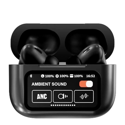 Picture of Airpods A9 Pro Touch Screen Display with ANC ENC TWS Earbuds - Black