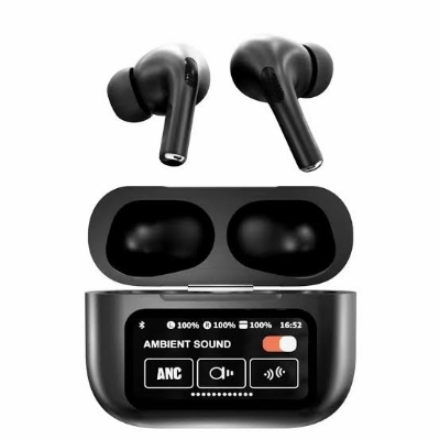 Picture of Airpods A9 Pro Touch Screen Display with ANC ENC TWS Earbuds - Black