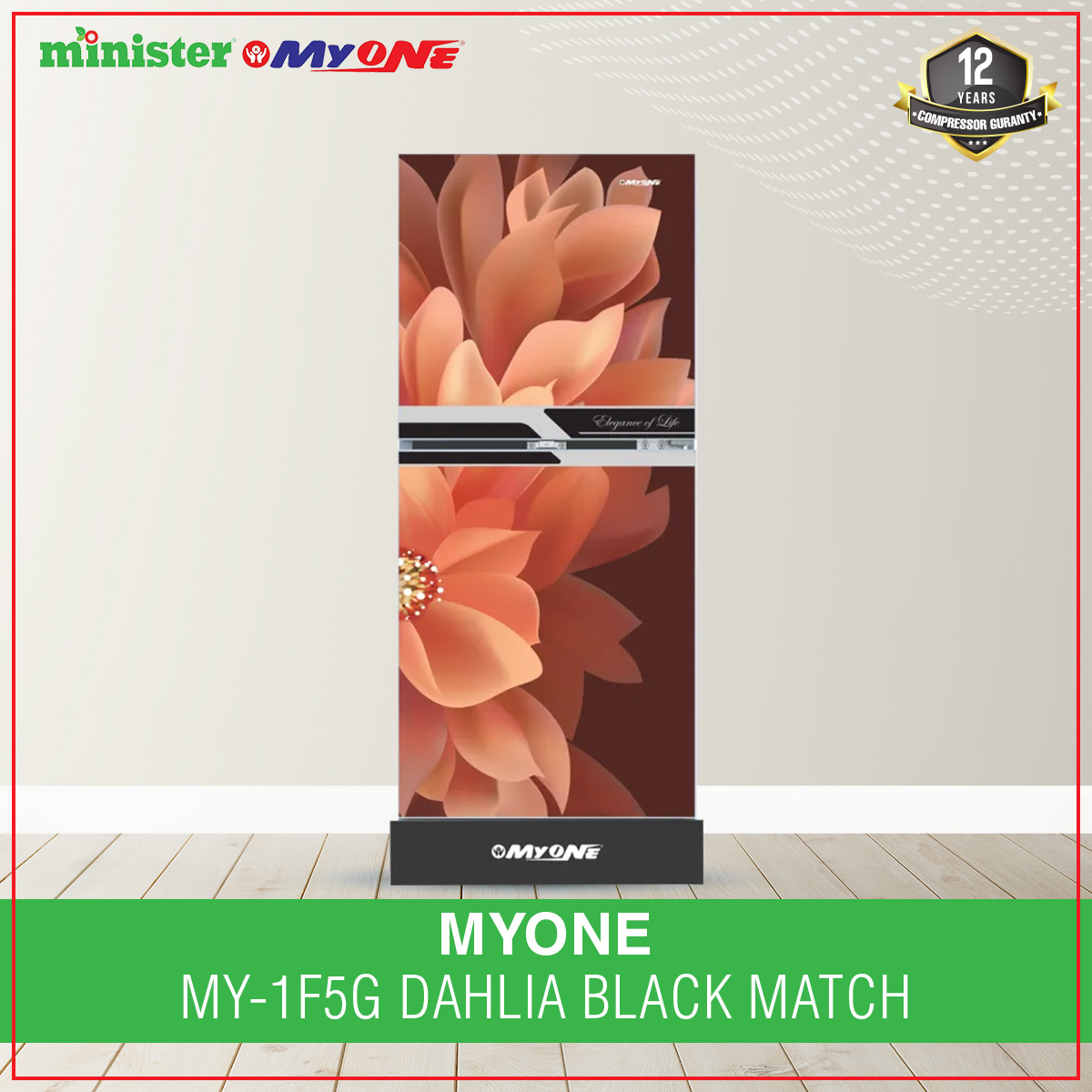 Picture of MYONE 165 liter Frost Type Top Mount  Dahlia Black Match Refrigerator (MY-1F5G)