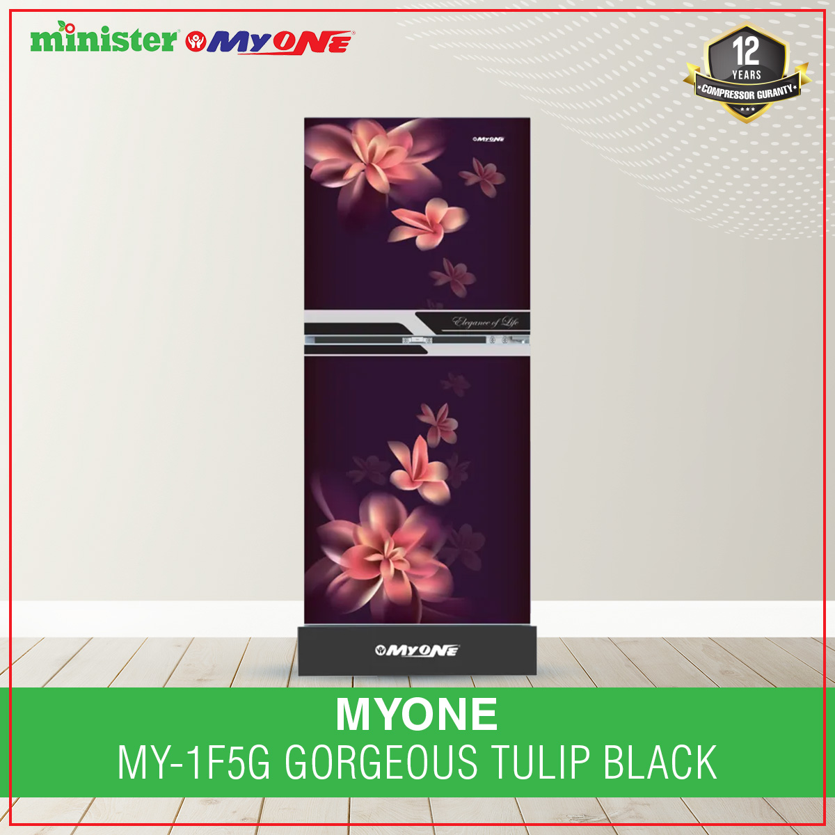 Picture of MYONE 165 liter Gorgeous Tulip Black Match Refrigerator (MY-1F5G)