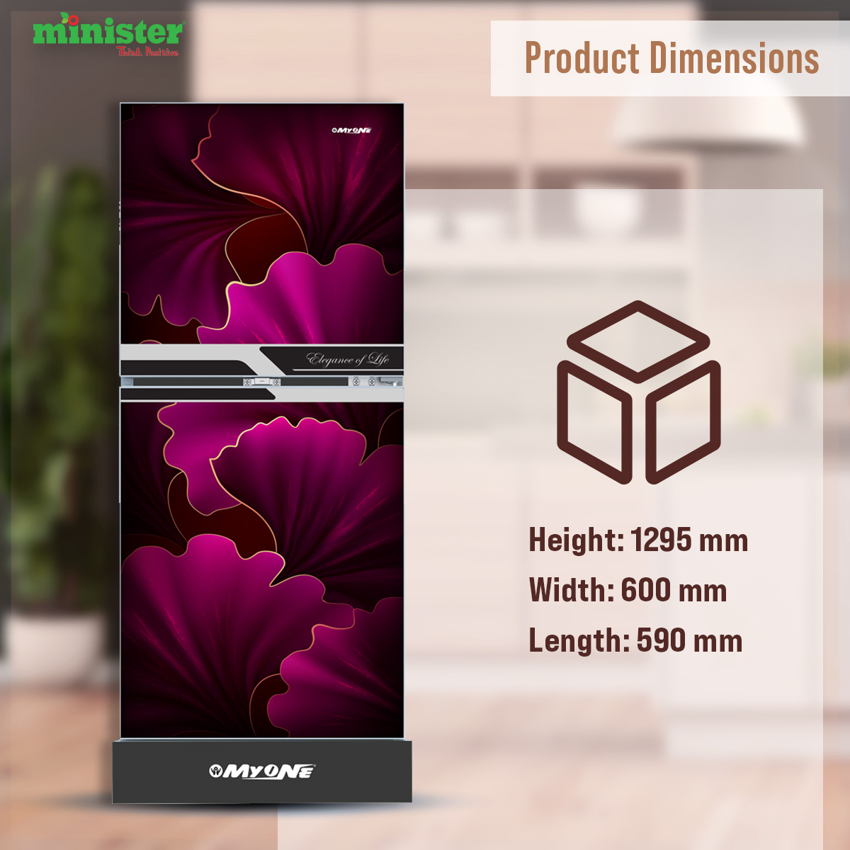 Picture of MYONE 165 Liter Frost Type Top Mount Refrigerator Pink Glow Black Match-165 (MY-1F5G)