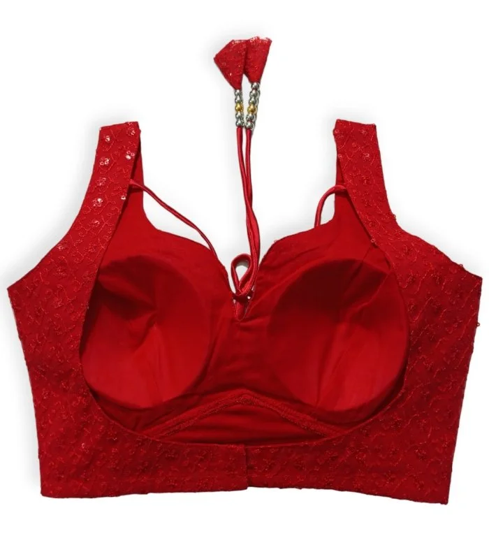 Picture of New Net Sequence Fabrics Red Color Blouse – For Women