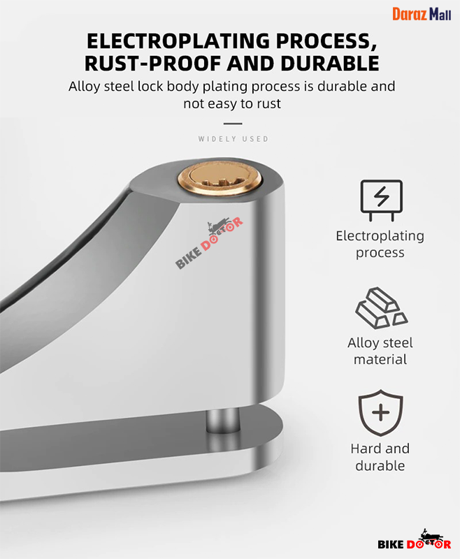 Universal Disc Brake Lock Rust Proof Durable Anti-Theft (Non Acid Proof) Copper Cylinder with 2 Keys Bike Doctoronline shop bangladeshothoba.com