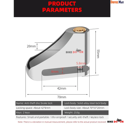 Universal Disc Brake Lock Rust Proof Durable Anti-Theft (Non Acid Proof) Copper Cylinder with 2 Keys Bike Doctoronline shop bangladeshothoba.com