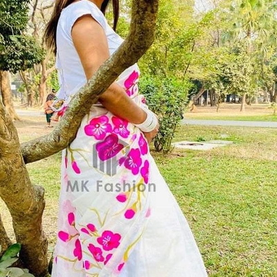 Picture of Half Silk Exclusive Design Hand Printed Saree for women - Sari