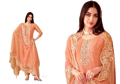 Picture of Georgette Embroidery New Stylish Semi Stitched Party Shalwer Kameez 4 pcs for Women