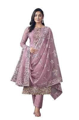 Picture of Georgette Embroidery New Stylish Semi Stitched Party Shalwer Kameez 4 pcs for Women