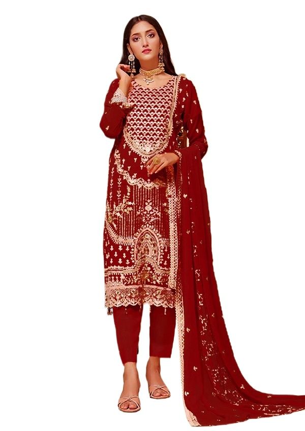 Picture of Georgette Embroidery New Stylish Semi Stitched Party Shalwer Kameez 4 pcs for Women