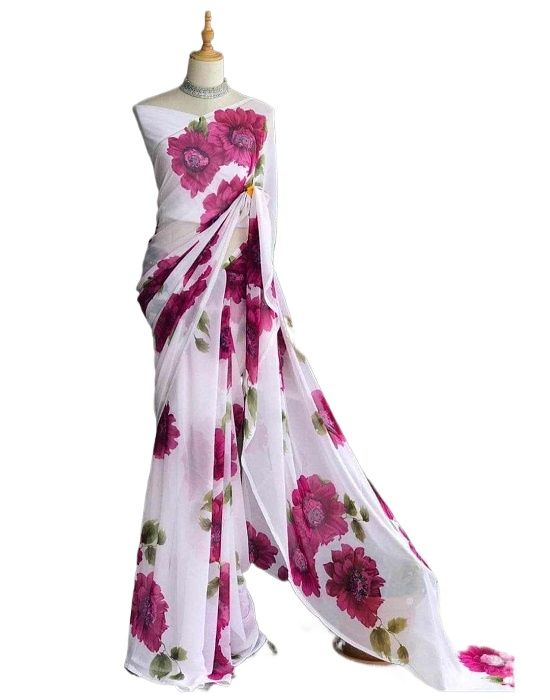 Picture of Georgette High Quality Stylish Fashionable & Elegant Design Saree. Saree with Blouse for Women