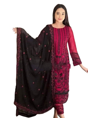 Picture of Georgette Embroidery New Stylish Semi Stitched Party Long Gown For Women
