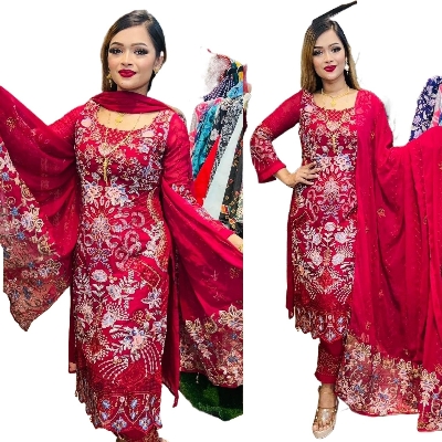 Picture of Georgette Embroidery New Stylish Semi Stitched Party Long Gown For Women