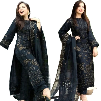 Picture of Georgette Embroidery New Stylish Semi Stitched Party Long Gown For Women