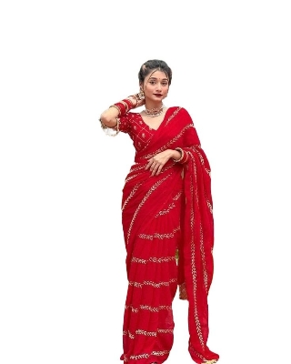 Picture of Georgette High Quality Stylish Fashionable & Elegant Design Saree. Saree with Blouse for Women