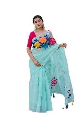 Picture of Semi Muslin Embroidery new Stylish Saree for women