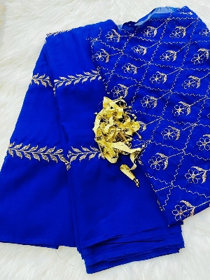 Picture of Exclusive Viral Georgette sharee with embroidery work blouse pics